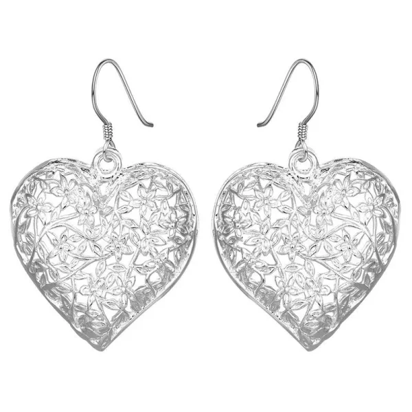 Heart Dangle Hook Earrings – S925 Sterling Silver - Romantic & Timeless Design - Image 3