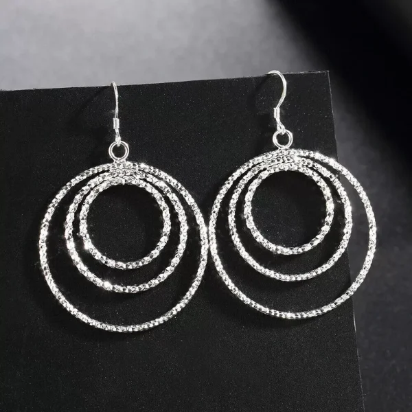 Three Circle Big Earrings – Bold S925 Sterling Silver Statement Jewelry - Image 2