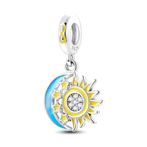Celestial Sun & Moon Charm – Sterling Silver Cosmic Balance Pendant